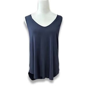 Angel Maternity Blouse Sleeveless V Neckline Knit High Low Blue Women's XS NWOT